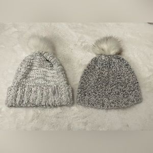 Bundle of 2 beanies with pom pom
